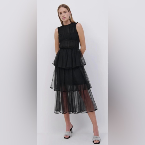 Simkhai The Benton Tulle Plisse Midi Dress, size 2 , style 622-1055 - Picture 4 of 4